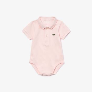 Lacoste Baby Organic Cotton Piqué Bodysuit In Recycled Cardboard Box Set - Tričko Dětské Světle Růžo